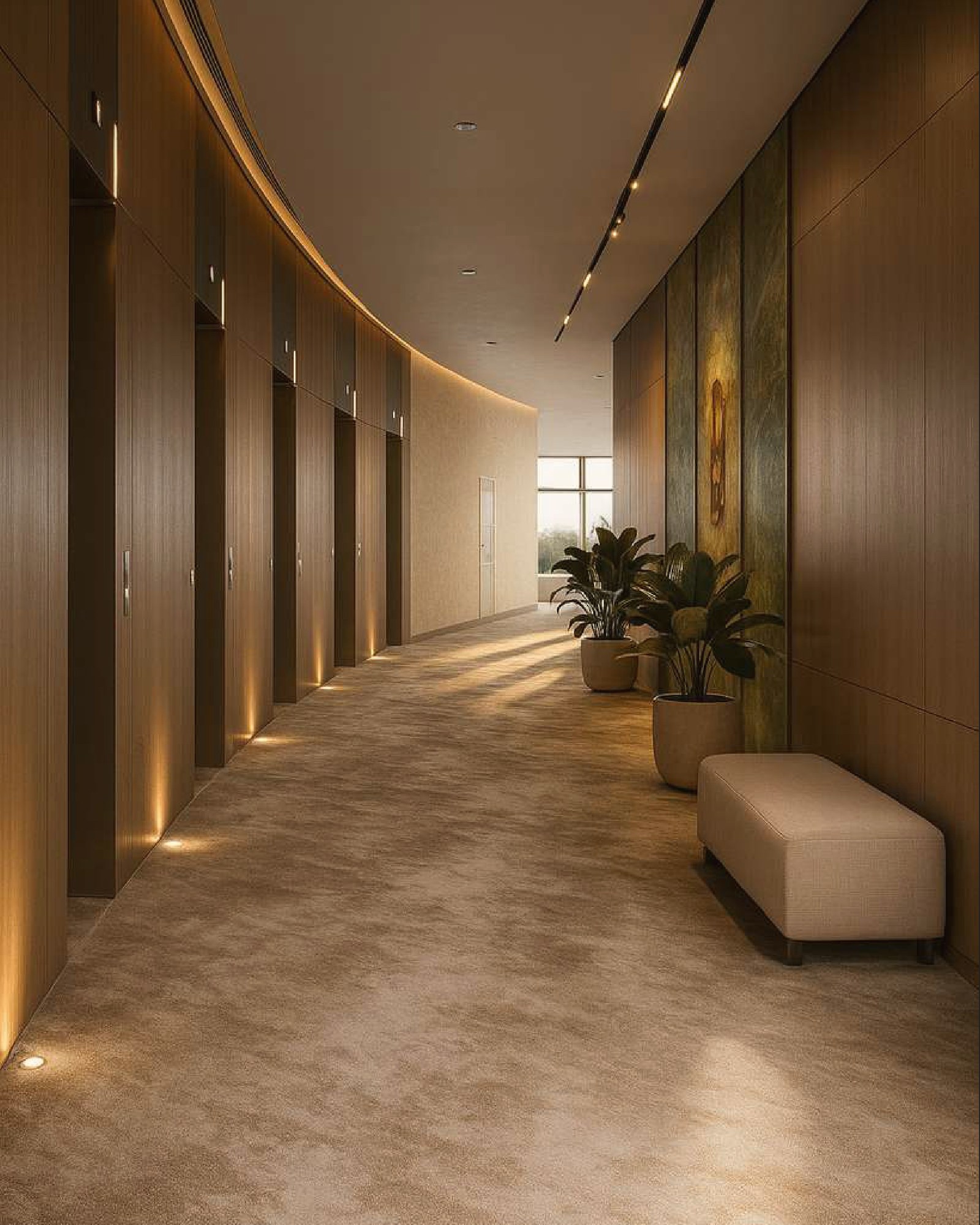 Sculptural objects and warm architectural surfaces in natural light